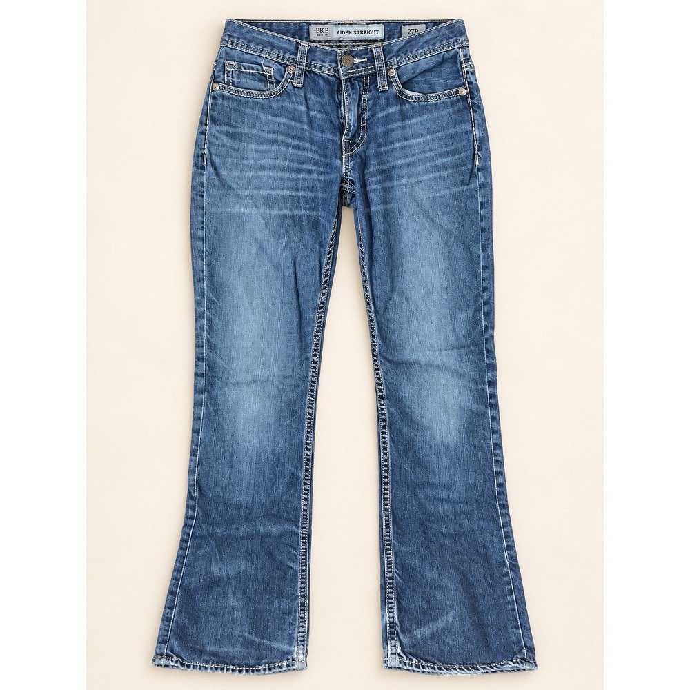 BKE Aiden Straight Men’s Jeans Size 27R Medium Wash Thick Stitch 27x29
